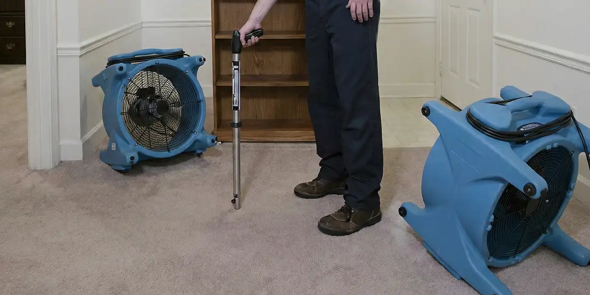 emergency water removal equipment deployed to dry a flooded residential interior in Arlington, TX