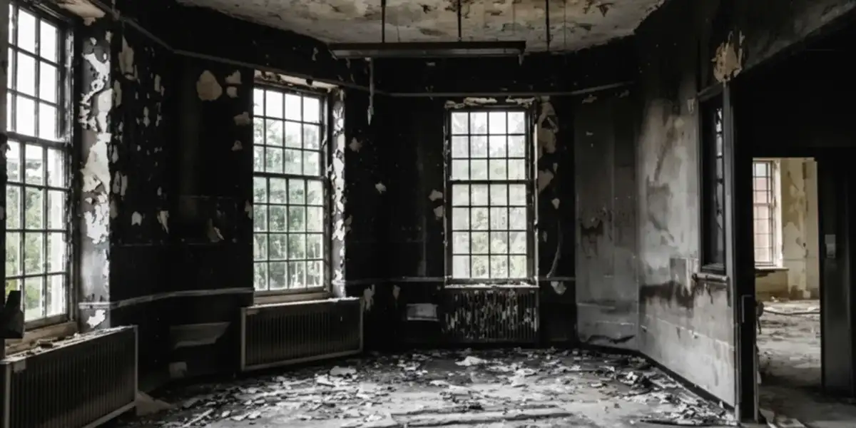 fire damage repair addressing severe interior damage and smoke residue inside a burned home in Arlington, TX