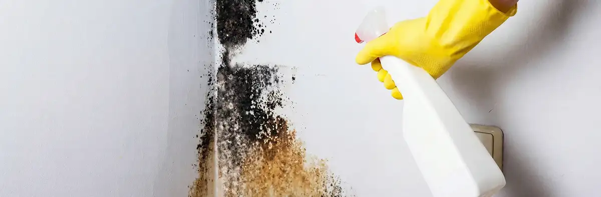 visible mold growth on an interior wall being treated during mold removal service in Arlington, TX